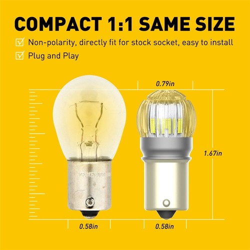 4x 6000K White 1156 BA15S LED Back Up Reverse Turn Signal Tail LED Light Bulbs - Picture 7 of 11