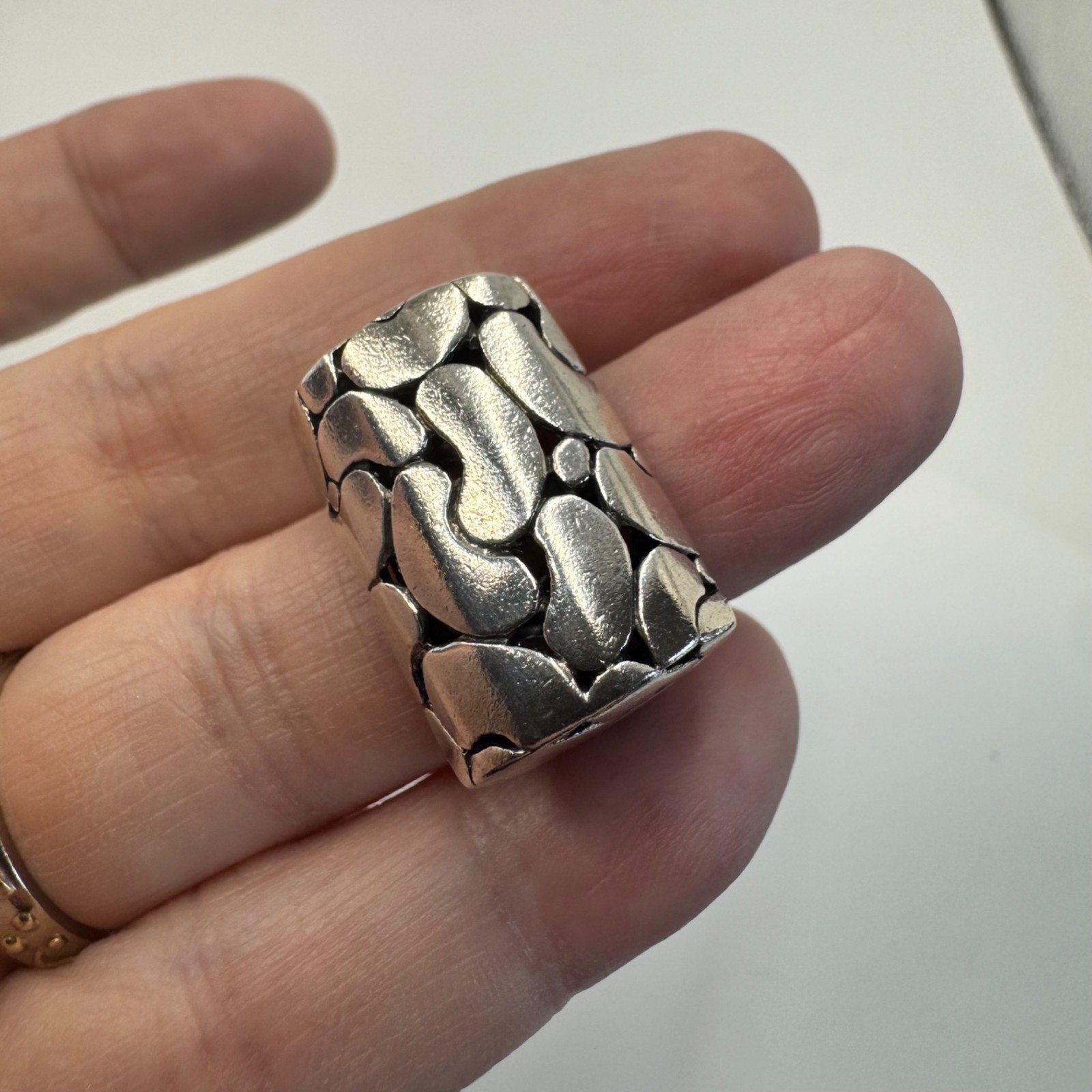 VTG Solid Sterling Silver 925 Pebble Texture Desi… - image 6