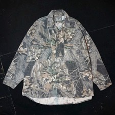 Vintage 80s Mossy Oak Chamois Button Up Flannel Camo Shirt Size XL Made In USA