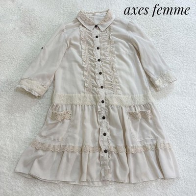Axes Femme Ivory Ruffle Lace Dress Mori Girl Elegant M For 14Y+ Japan
