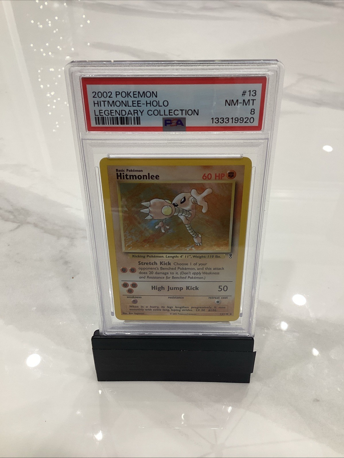 2002 POKEMON LEGENDARY COLLECTION 13 HITMONLEE-HOLO PSA 8