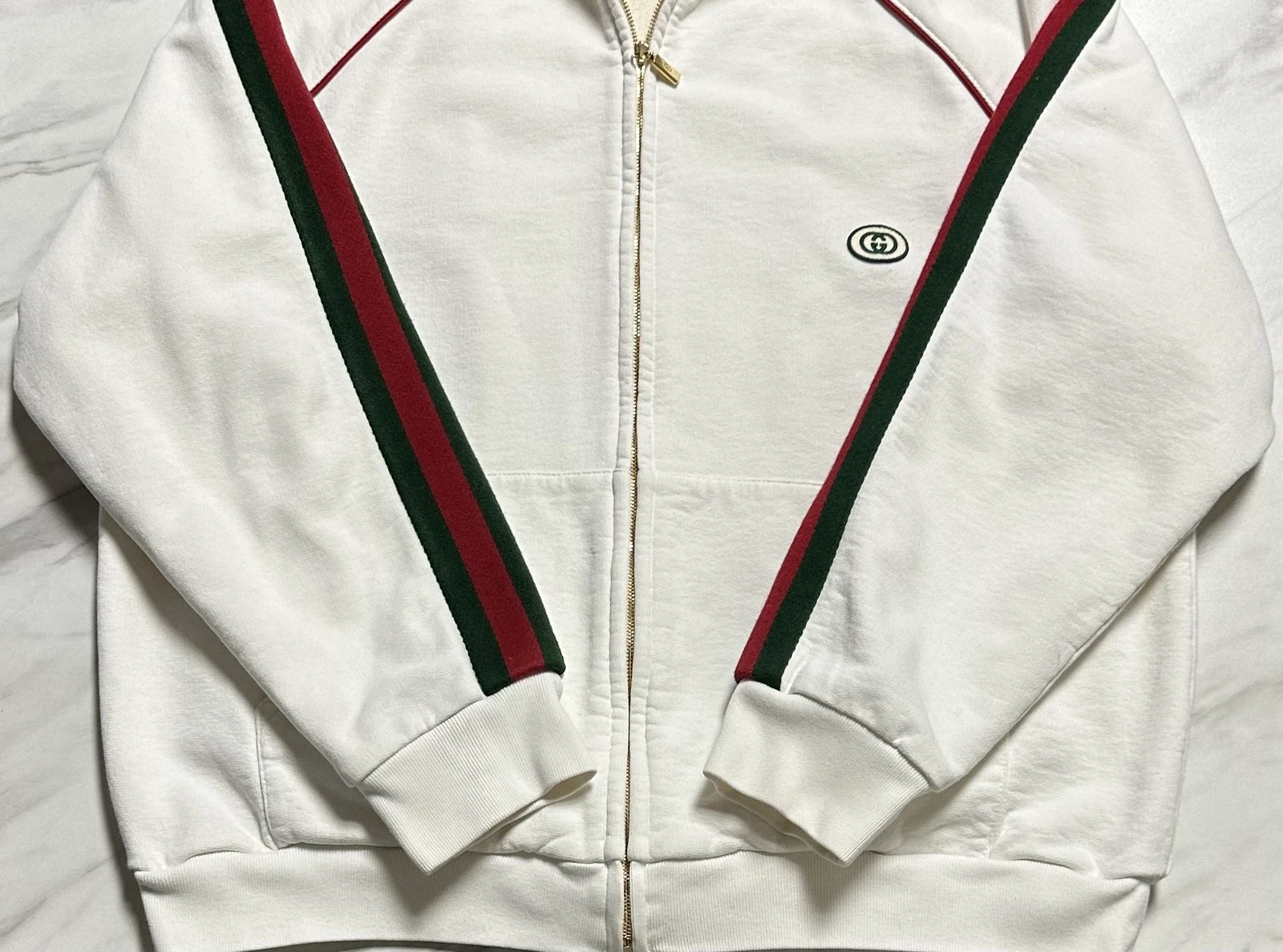 Gucci Felpa a righe web con zip 100 41023395