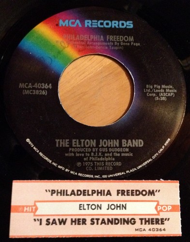 Elton John Band 45 Philadelphia Freedom / I Saw Her Standing There w/ts w/PS - Picture 2 of 4