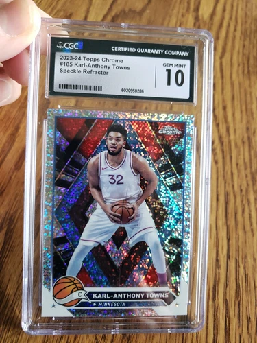 2023-24 Topps Chrome Karl-Anthony Towns Speckle Refractor 44/299 CGC 10 Pop 1