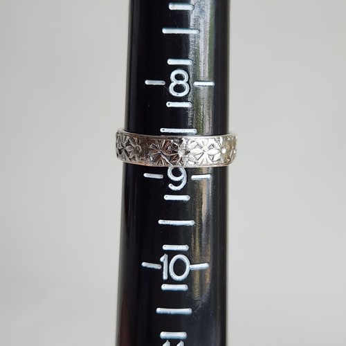 Sterling Silver Floral Band Ring | Size 8.75 | 6mm Wide | 3.8g | Vintage 925 - Picture 8 of 10
