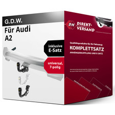 Für Audi A2 Typ 8Z (G.D.W.) Anhängerkupplung abnehmbar + E-Satz 7pol universell