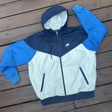 Nike Windbreaker Mens Large Black Tag Color Block Blue White Full Zip