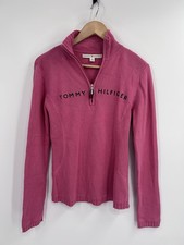 Tommy Hilfiger Pink Ribbed Cotton Sweater VTG Y2K Small Spellput Logo