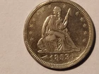 1853 seated liberty quarter with rays
