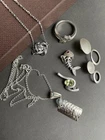 Vintage 925 Sterling Silver Jewellery Mixed Lot Pendants Rings Bracelets