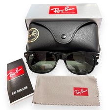 Ray-Ban RB 2132 901L New Wayfarer Sunglasses Polished Black Green 55mm w/case