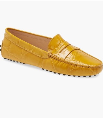 NIB! TOD S YELLOW Gommini Loafers  driver moccasins MADE IN ITALY SZ - 37 1/2 M