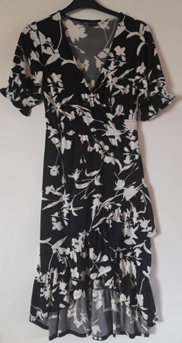 Black & White Floral Midi Dress Size 10 NEW - Picture 7 of 8