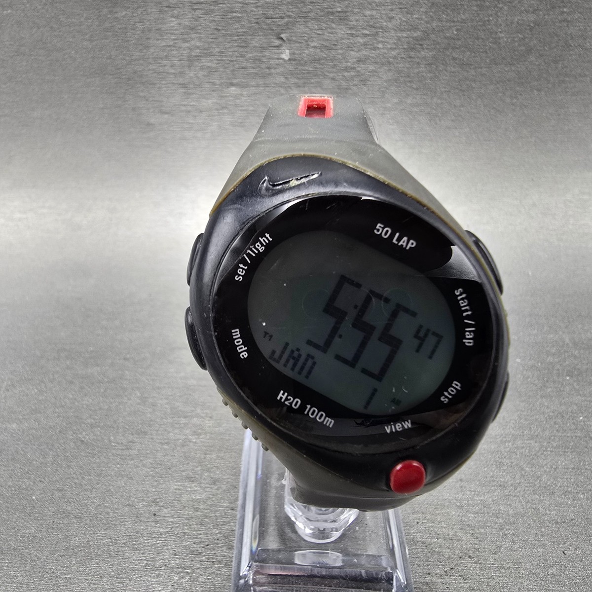 Nike Triax Bowerman Watch Men 39mm Black Gray Red Chronograph New
