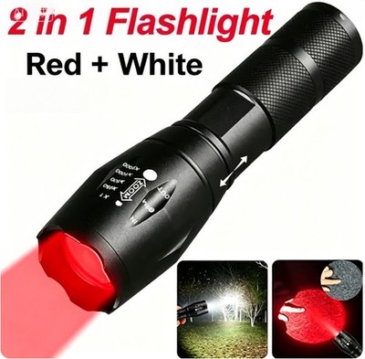 Red & White 2 in 1 Zoom Torch Night Vision Navigation Astronomy Emergency Light