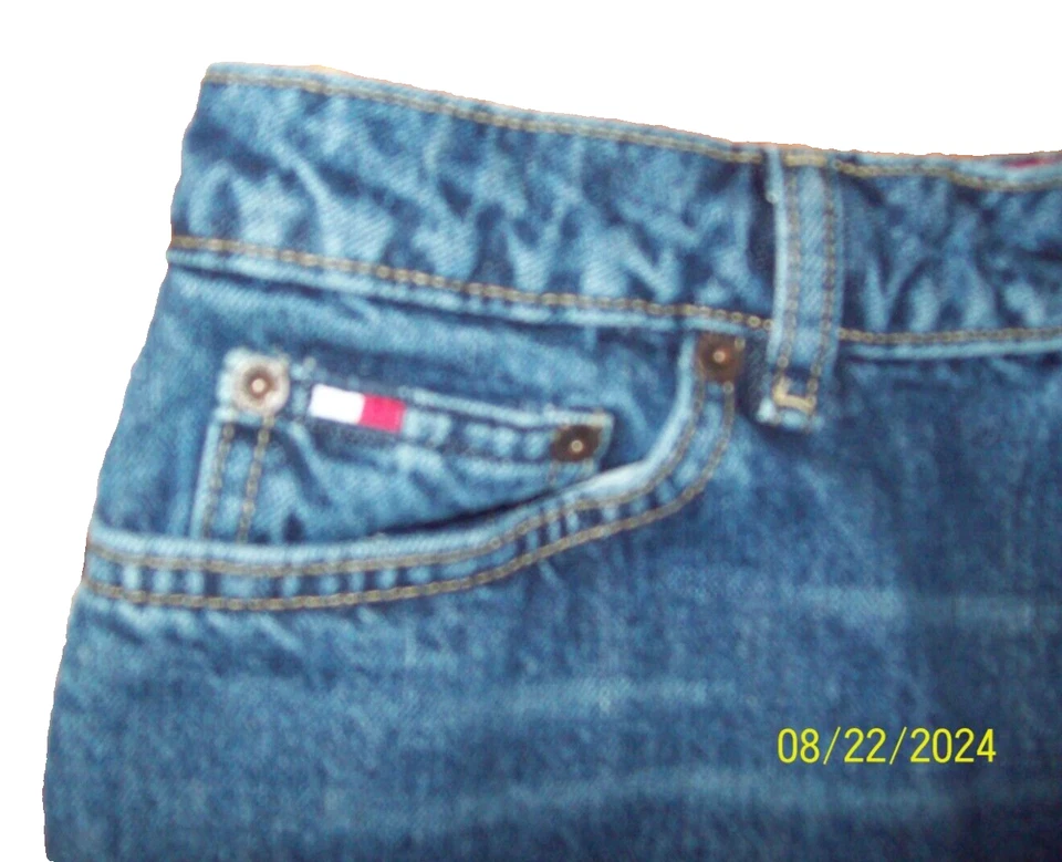 Tommy Hilfiger Maxi Denim Frontal Abertura JEAN Falda Azul Bolsillos a presión Talla 8 Cintura 31 Foto 4 de 4