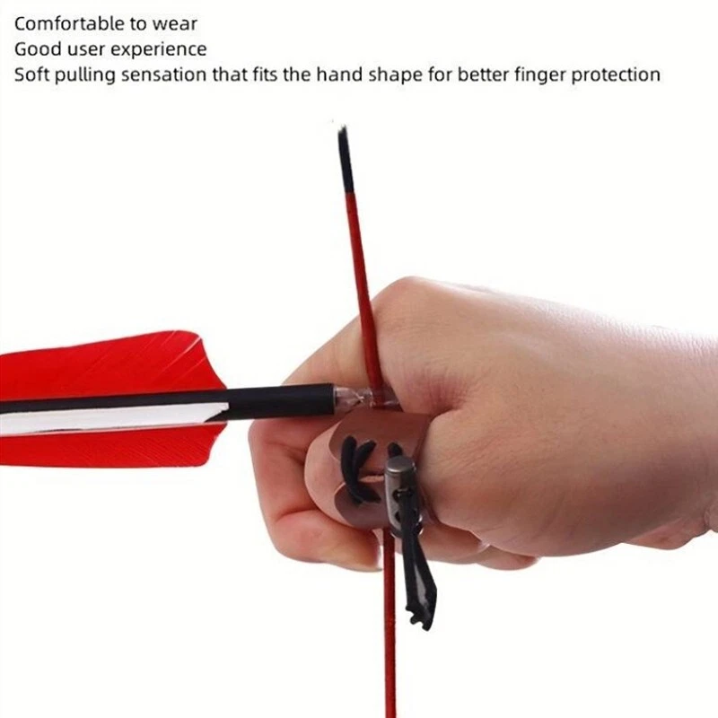 Hunting Cow Leather Finger Guard Archery Thumb Ring Protect Gear Adjustable Bow - Image 4 of 4