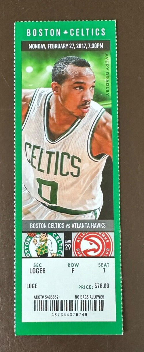 Boston Celtics 2/27/2017 NBA ticket stub vs Atlanta Hawks