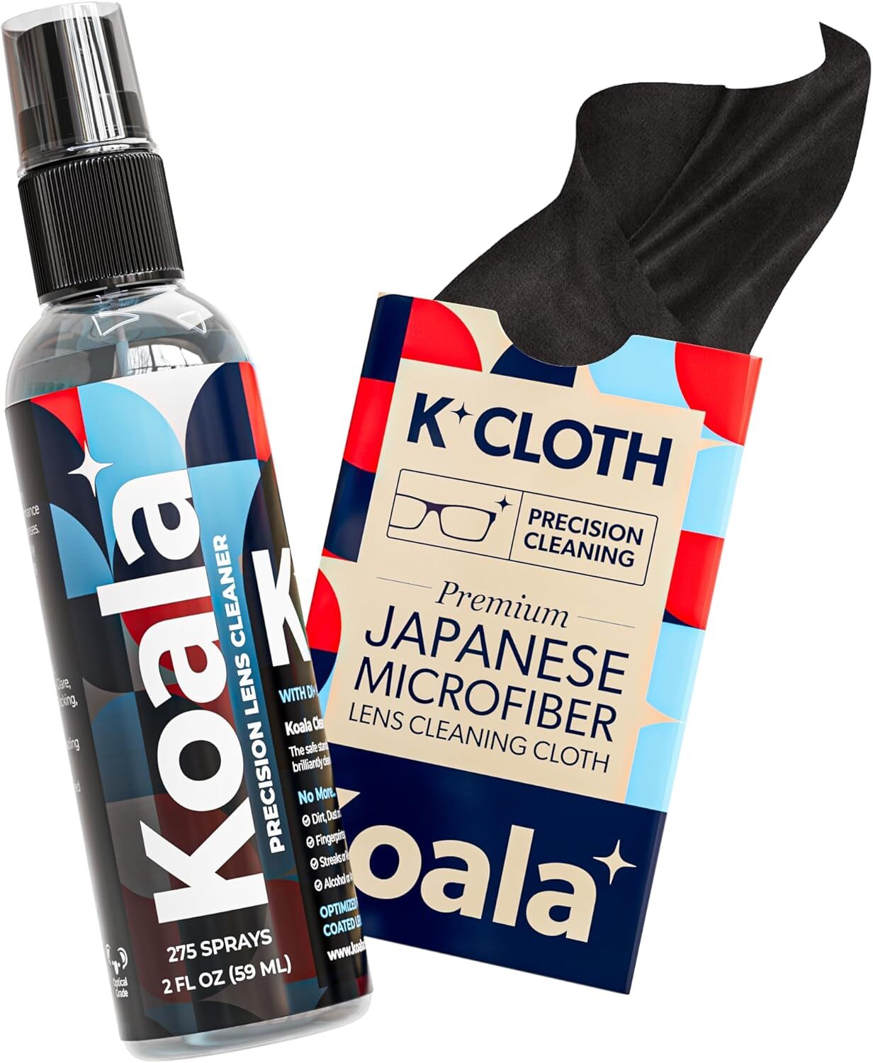 Koala Eyeglass Lens Cleaner Spray Kit | (1x) 2 Piece Set, Black / Green