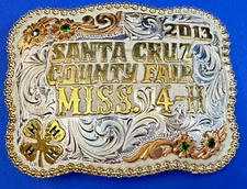 Santa Cruz California Fair Miss 4-H 2013 Award Trophy Red Bluff AB Belt Buckle 