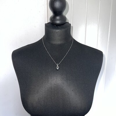 Kasun London Sterlingsilber 925 freiliegende dunkle Perle Anhänger & Halskette *neu ohne Etikett*