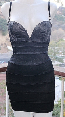 XS Mark Wong Nark Ombre Gray Black Bodycon Bandage Dress Sweetheart Neck  Small S | eBay