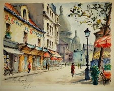 G. LeLong VINTAGE Signed ORIGINAL Mid-Century French Painting SACRE COEUR Paris