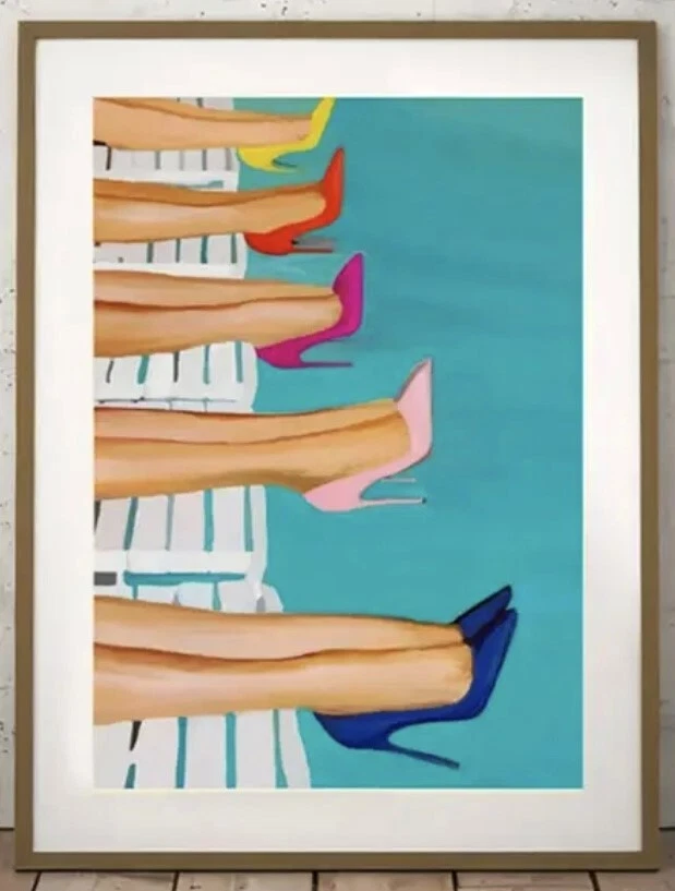 Retro Women Colorful High Heels Fashion Pool 50's Aesthetic Canvas Art Print New — 第 2/2 张图片
