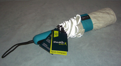 ShedRain Active Sport Compact Umbrella 47  Canopy ~ White ~ NEW with TAGS