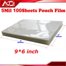 Intbuying 100 Sheets 9x6" PVC 2Flap Glossy Laminating Pouch Film 5Mil