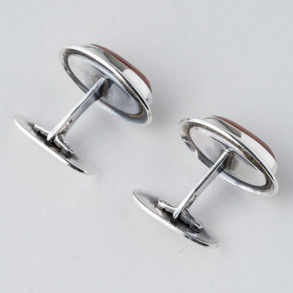 Manschettenknöpfe 925er Silber 9,24 g Bernstein Sterling Denmark - Bild 2 von 4