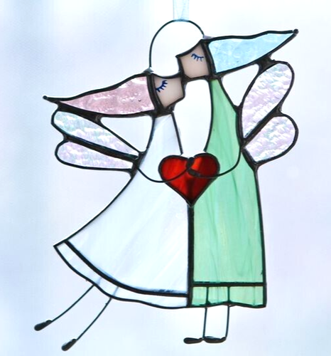 WHITE DAISY HEART Australian Flower Stained Glass SUNCATCHER Mothers Day Present - Picture 2 of 24