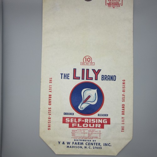 Vintage Flour Bag Advertising Lily Brand Self Rising North Caroline 10lb - 第 1/12 張圖片