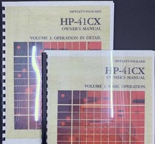 HP-41CX Manuals Volume 1 and 2 Comb Bound Reprint