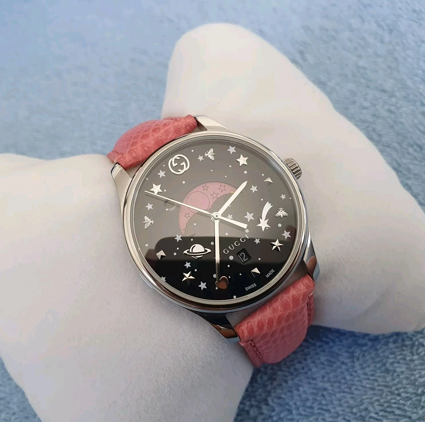Montre femme Gucci 126,4 G Temporelle étoiles et planètes célestes phase de lune (A266)
