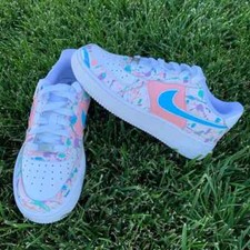 Air Force 1 Custom Shoes Splatter 'Pink, Blue, Lilac Gender Reveal' Mens Womens 