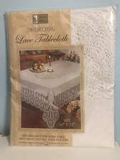 Better Home White Crochet Lace Vinyl Tablecloth 54" X 72" NEW