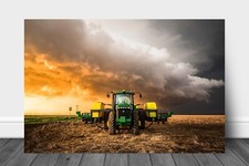 Tractor Metal Print: Kansas John Deere Sunset Storm Farm Country Stormy Wall Art