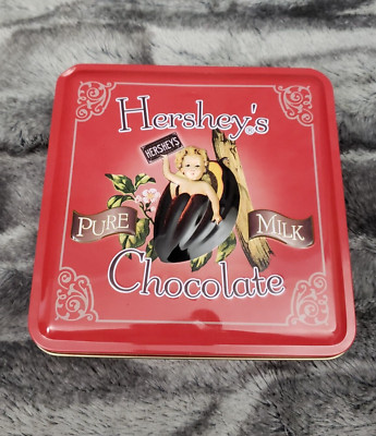 Hershey's Chocolate Collectors Tin Pure Milk Chocolate Baby in Cocoa Bean Red