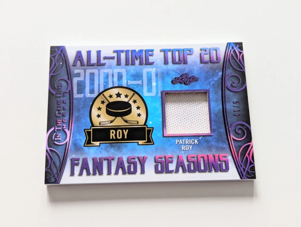 🔥#/12 PATRICK ROY RELIC 2019-20 HOJA EN EL JUEGO USADO TODOS LOS TIEMPOS FANTASY SEASONS Foto 3 de 4