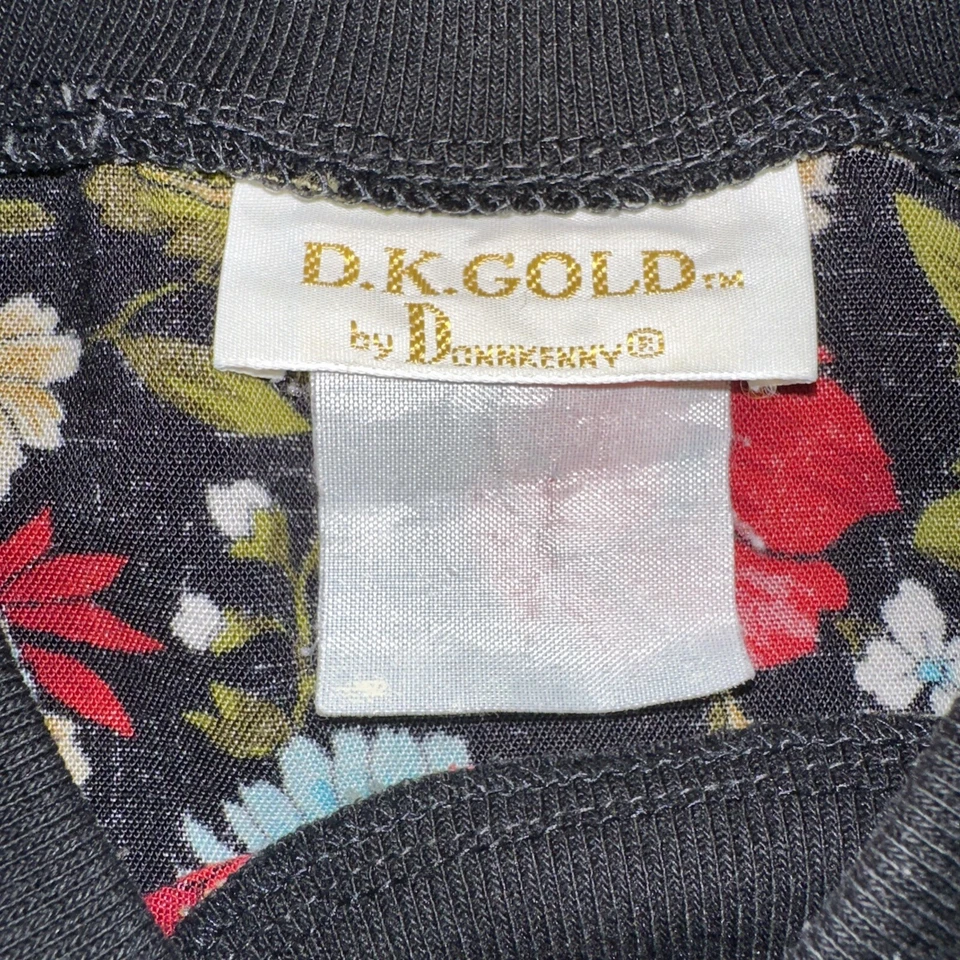 Camisa Floral Vintage Y2K Años 90 DK Oro Por Donnkenny Talla Aprox Talla M Negra/Roja Foto 2 de 4