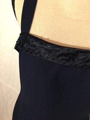 Adrianna Papell Occasions Navy Blue Sheath Dress Beaded Size 10 Petite |  eBay