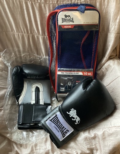 Gant d'entraînement professionnel Lonsdale London gants de boxe 10 oz noir sac lourd mitaine travail