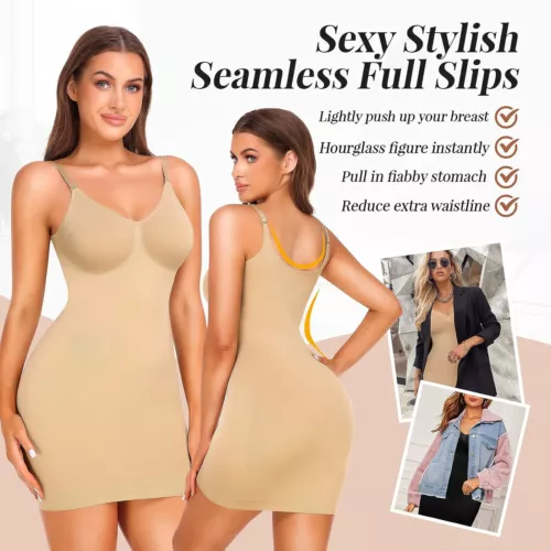 Firm Full body Shaper V-Neck Tank Slip Dress Slimming Underwear Tummy Control - Picture 6 of 35