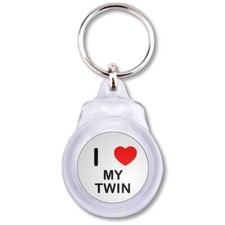 My Twin I Love Heart Plastic Key Ring Round (60mm x 37mm)