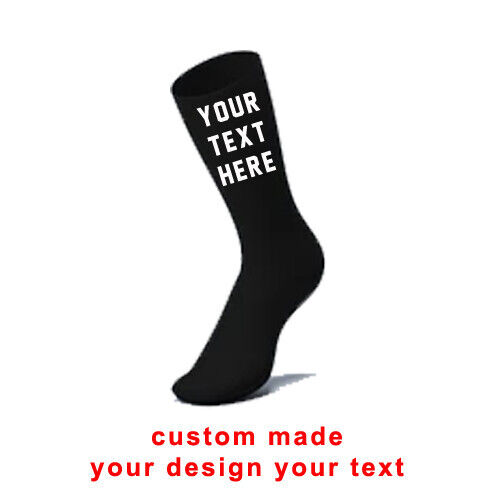 PERSONALISED CUSTOM TEXT MEN WOMENS SOCKS BIRTHDAY GIFT PRESENT (black socks) - Picture 7 of 19
