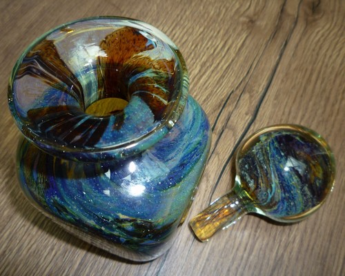 VINTAGE MDINA GLASS PERFUME BOTTLE WITH ORIGINAL STOPPER MINT TORTOISE SHELL - Picture 5 of 5