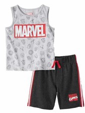 The Avengers Toddler Boys Outfit Gray Tank Top Shirt  Black Shorts Set