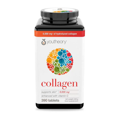 Youtheory Kollagen 6000mg mit Vitamin C unterstützt Haut Haare & Nägel 390 Tabletten