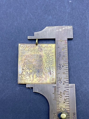 Ancient Old Islamic Antiquity Brass Talism Amulet Featuring A Person Ride Animal - Picture 4 of 4